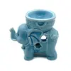 Vas aromaterapie din ceramica, elefant mic cu trompa ridicata - albastru