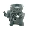 Vas aromaterapie din ceramica, elefant mic cu trompa ridicata - gri