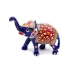 Statueta Elefant cu tompa in sus, metal emailat, albastru cu rosu - 10cm