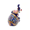 Statueta Elefant stand jos, metal emailat, albastru - 8cm