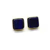 Cercei cu surub din lapis lazuli, montura aurie, patrati