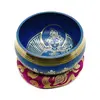 Bol tibetan cantator Nepal cu perna colorata - Tara albastra, 9,5cm, albastru