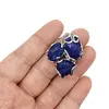 Inel reglabil cu 3 pietre fatetate de Lapis lazuli, montura argintie, imagine 3