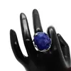 Inel reglabil cu piatra fatetata de Lapis lazuli, montura argintie, imagine 2