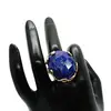 Inel reglabil cu piatra fatetata de Lapis lazuli, montura aurie, imagine 2
