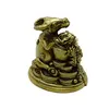 Statueta Feng Shui Bivol auriu cu pepita si broasca raioasa - 4,8 cm
