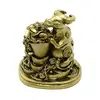 Statueta Feng Shui Bivol auriu cu pepita si broasca raioasa - 7 cm
