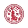 Abtibild Feng Shui cu zodia Iepure - mic, 5cm
