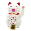 Pisica norocoasa Maneki Neko alba cu pui 14cm