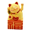 Pisica norocoasa Maneki Neko galbena cu ideograma 10cm