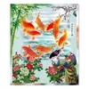 Tablou Feng Shui cu cei 9 pesti crapi norocosi si pauni, 20cm x 30cm