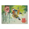 Tablou Feng Shui cu rate mandarin si simbolul dublei fericiri, 20cm x 30cm
