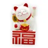 Pisica norocoasa Maneki Neko alba cu ideograma 10cm