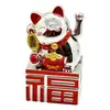 Pisica norocoasa Maneki Neko argintie cu ideograma 10cm