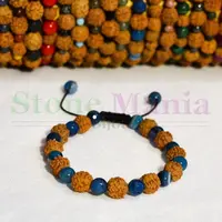 Bratara rudraksha 8mm si agat albastru fatetat 6mm