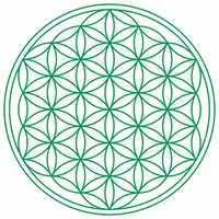 Abtibild sticker Feng Shui cu Floarea Vietii , Simbolul vietii – Verde - 10cm