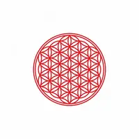 Abtibild sticker Feng Shui cu Floarea Vietii, Simbolul vietii – Rosu - 5cm