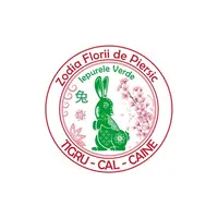 Abtibild sticker Feng Shui cu Iepure verde si floare de piersic - 5cm