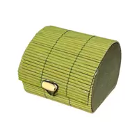 Cutie din bete de bambus semirotunda verde, 80mm