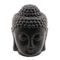 Vas aromaterapie din ceramica cu model Buddha, mare - negru mat