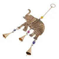 Decoratiune clopotei de vant din metal cu elefant, 35cm