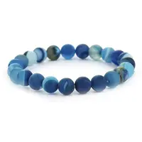 Bratara din Agat Albastru Dantelat 4-4,5mm, pe elastic, 19cm, sfere mate