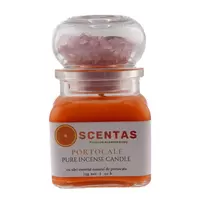 Lumanare din ceara de soia Scentas cu cristale naturale Cuart roz si Aventurin, portocale, 75g, Alege aroma: Portocale