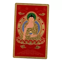 Card Feng Shui din metal Amitabha Buddha, pentru depasirea obstacolelor
