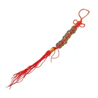 Amuleta Feng Shui cu 8 monede mici si nod mistic rosu