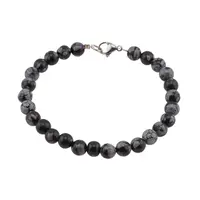 Bratara obsidian fulg de nea sfere 6mm