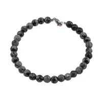 Bratara obsidian fulg de nea sfere fatetate 6mm