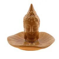 Suport din ceramica pentru ardere betisoare parfumate, capul lui Buddha, maro 11cm AR114