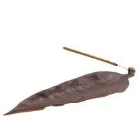Suport din ceramica pentru ardere betisoare si conuri parfumate, frunza, 26cm AR83