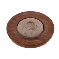 Suport lemn ardere betisoare si conuri parfumate Rotund, cu piatra - 9,5cm