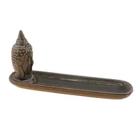 Vas din ceramica pentru ardere betisoare parfumate, Buddha negru, 20cm AR90