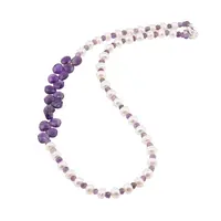 Colier perle de cultura A+ si ametist fatetat manual asimetric