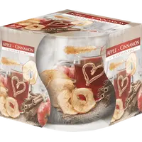 Lumanare parfumata Bispol cu pahar imprimat tip bol - Apple Cinnamon
