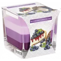 Lumanare parfumata Bispol in trei culori, pahar patrat - Blueberry Cheesecake