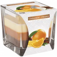 Lumanare parfumata Bispol in trei culori, pahar patrat - Cinnamon Orange