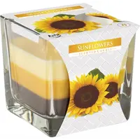 Lumanare parfumata Bispol in trei culori, pahar patrat - Sunflowers