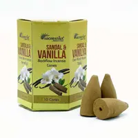 Conuri parfumate fumigatie Aromatika Tamaie Masala Backflow - Lemn de Santal Si Vanilie, 10 bucati