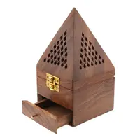 Suport fumigatie conuri parfumate cu depozitare, piramida - 16cm