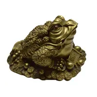 Statueta Feng Shui din alama Broasca raioasa aurie, 12cm