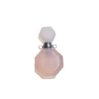 Pandantiv cristal natural Cuart roz sticluta model 1 cu agatatoare argintie, 3,5cm