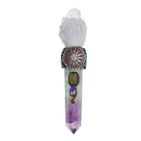 Bagheta din cristal natural Fluorit si Cristal de stanca cu margareta, 19cm Bagheta din cristal natural Fluorit si Cristal de stanca cu margareta, 19cm