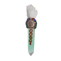 Bagheta din cristal natural Fluorit si Cristal de stanca cu soare, 18,2cm Bagheta din cristal natural Fluorit si Cristal de stanca cu soare, 18,2cm