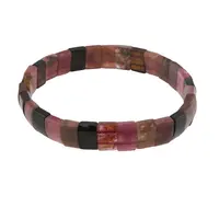 Bratara lata Turmalina multicolora pe elastic, dreptunghiuri