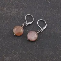 Cercei cu agatatoare aventurin rosu, banut fatetat de 12mm si sfera de 4mm