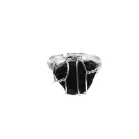 Inel reglabil cu cristal natural brut Onix druzy, 18-20mm