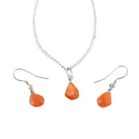 Set Cercei cu agatatoare si pandantiv Carneol briolete si Argint 925, 11-13mm